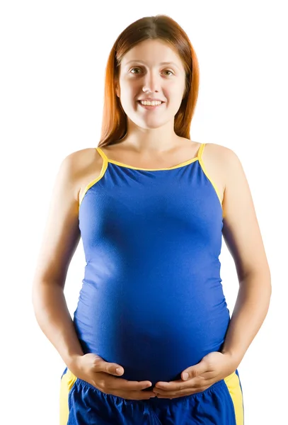Mulher grávida segurando sua barriga — Fotografia de Stock