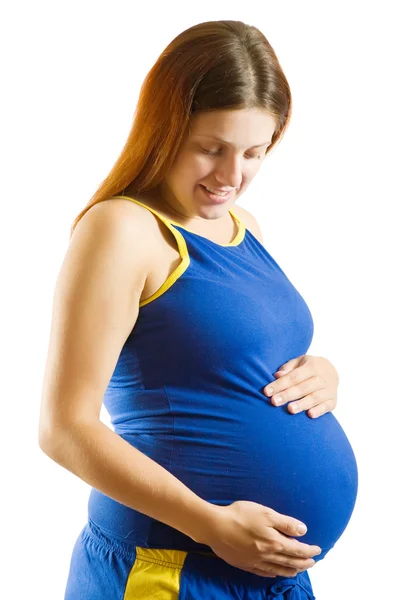 Terhes nő tartja a pocakját — Stock Fotó