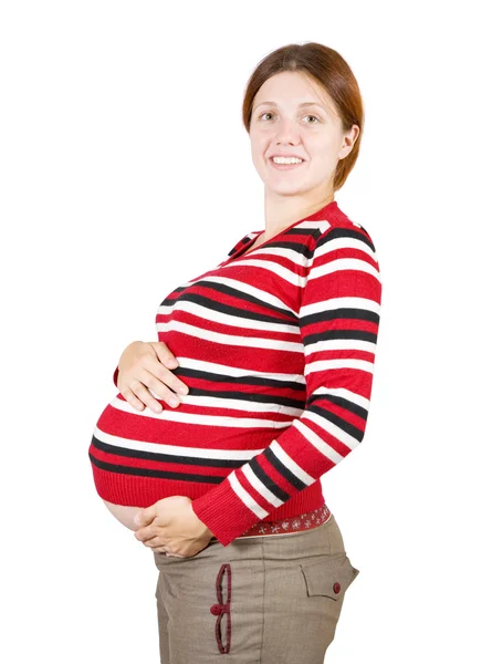 Vrouw bedrijf zwangere buik — Stockfoto