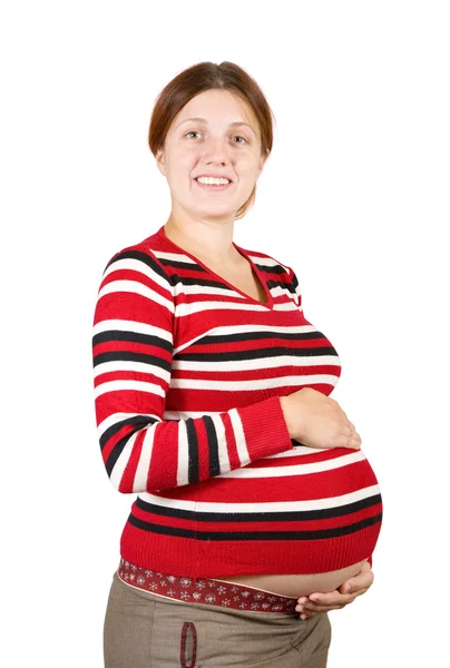 Zwangere vrouw over Wit — Stockfoto