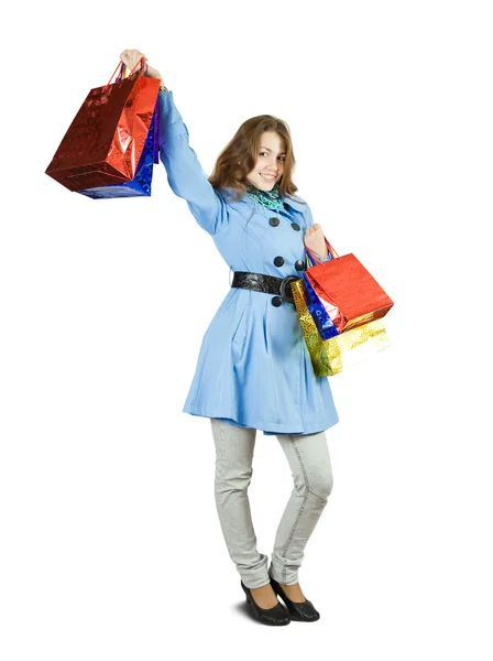 Lány bevásárló táskák — Stock Fotó