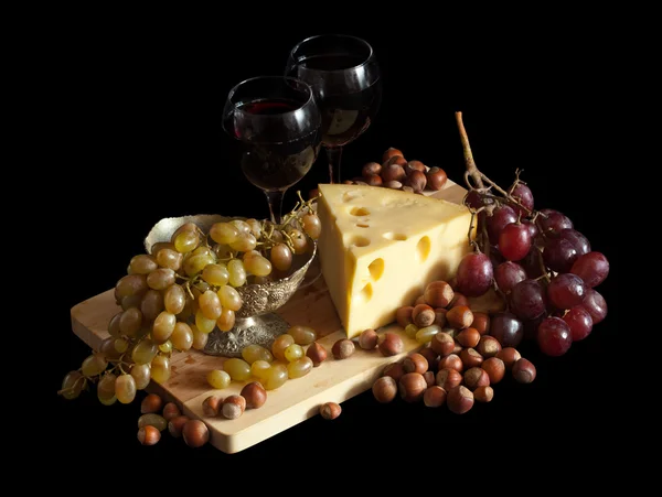 Uva e formaggio con vino — Foto Stock