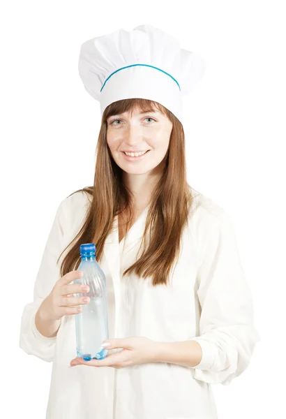 Cook with plastic bottle — Stock Photo, Image