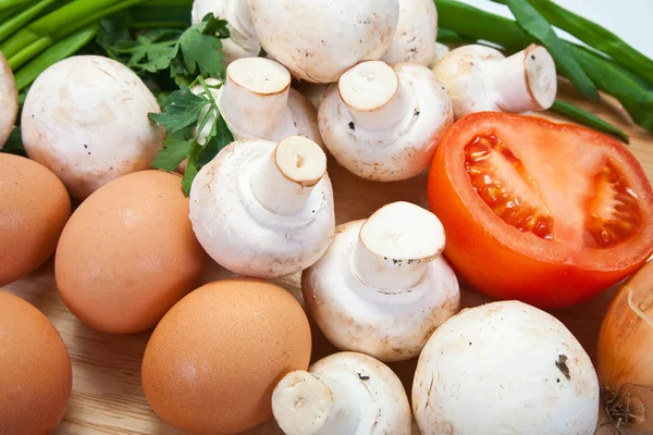 Champignon mushroom with tomatto — Stock Photo, Image