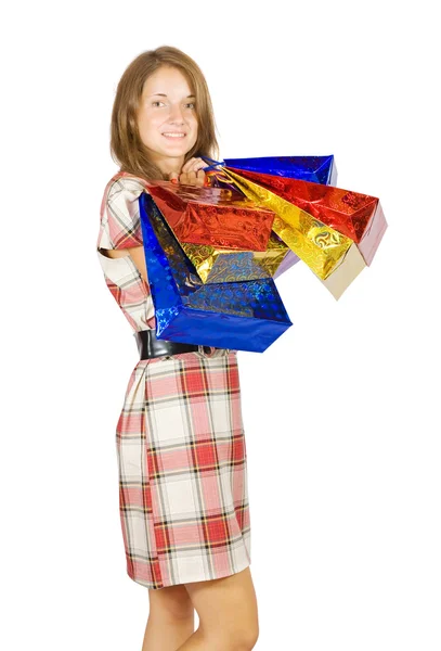 Chica con bolsas de compras —  Fotos de Stock