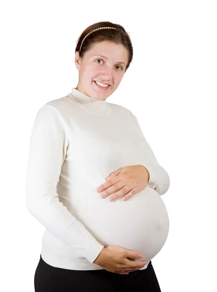 Mujer sosteniendo vientre embarazada — Foto de Stock
