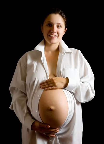 9 månader gravid kvinna — Stockfoto