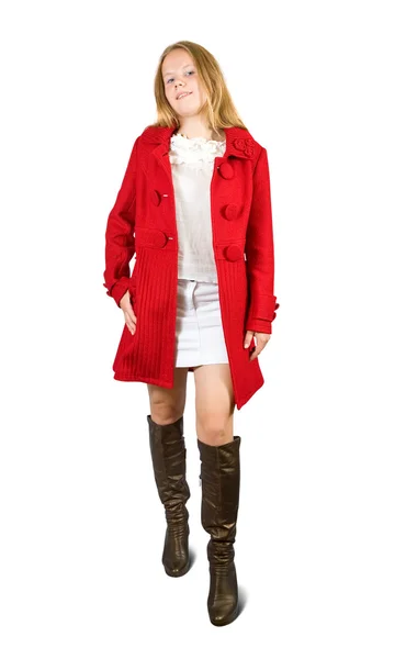 Menina em grande casaco — Fotografia de Stock