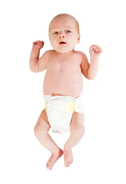 白上尿布的婴儿 — 图库照片