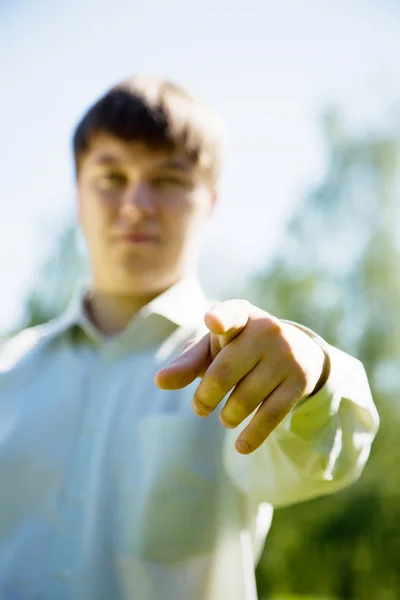 Man pointing towards the camera — Stock Photo, Image