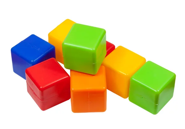 Plastic speelgoed blokken op wit — Stockfoto