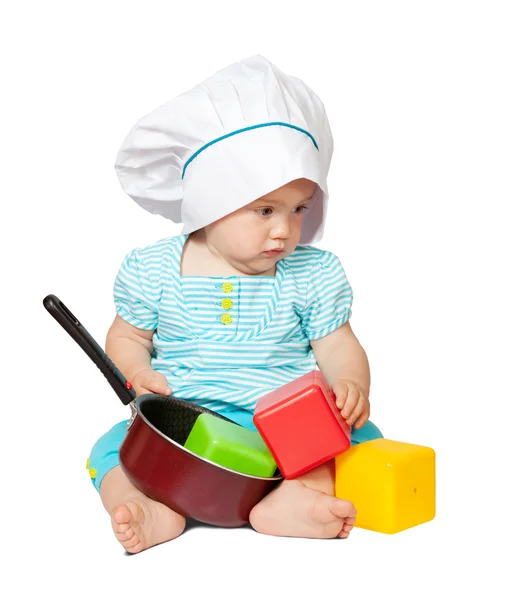 Baby kocht in über weiß — Stockfoto