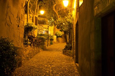 Night street of old european town. clipart