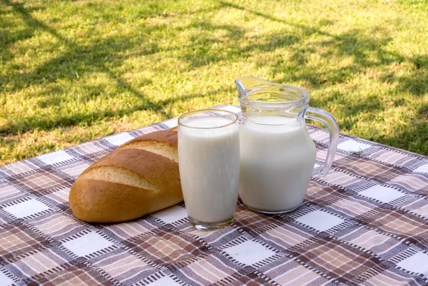 Mléko a chléb — Stock fotografie