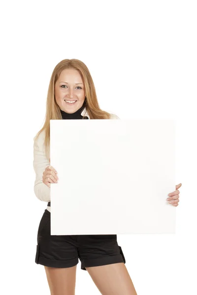 stock image Girl with a white banner in the hands of