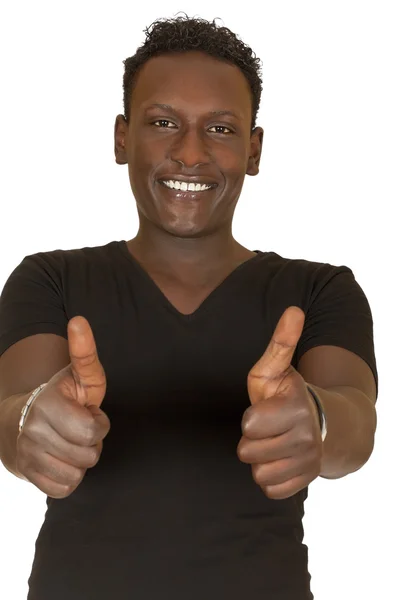 Young black guy shows thumbs — Stock Photo, Image