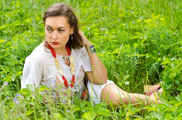 stock image Beautiful girls in ethnic style dress