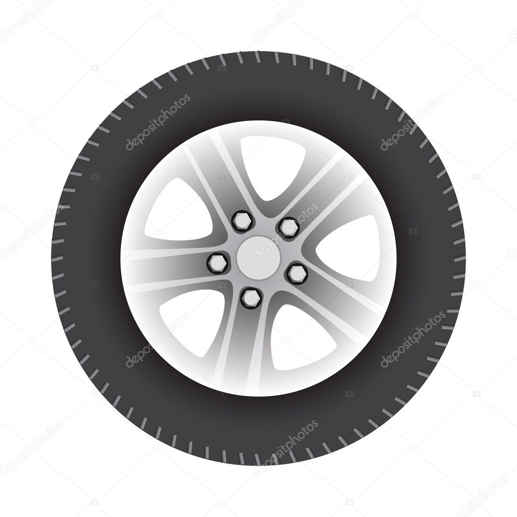 Car wheel vector illustration isolated on white background