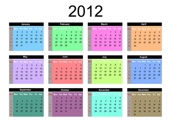 Calendar pentru 2012 — Vector de stoc