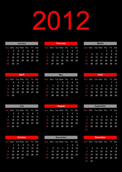 Kalender voor 2012 — Stockvector