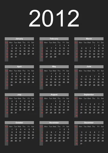 Calendário para 2012 —  Vetores de Stock