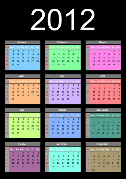 Calendar for 2012 — Stock Vector