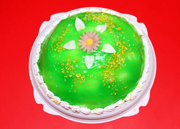 用绿色果冻甜蛋糕 — 图库照片