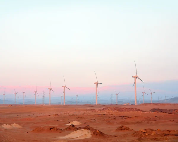 사막에서 바람 전기 발전기 — 스톡 사진