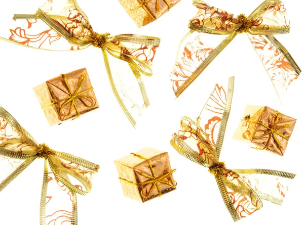 Christmas gold bows and star — Stock Photo, Image