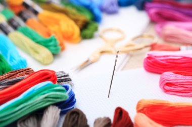 Embroidery floss and needle clipart