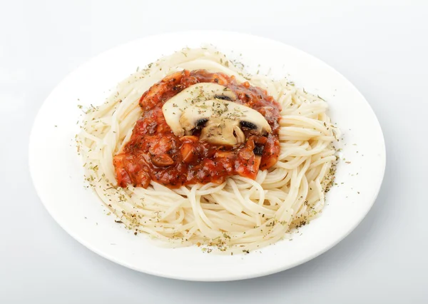 Spaghetti and champignons — Stock Photo, Image