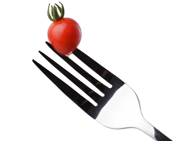 Cereza de tomate en un tenedor —  Fotos de Stock