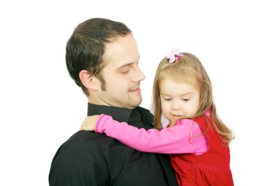 Mutlu bir baba ve sevimli küçük kızının portresi.