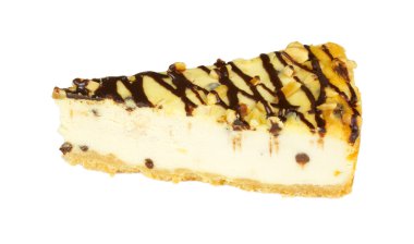 gurme dilim beyaz zemin üzerine cheesecake