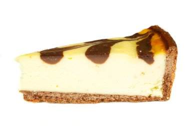 gurme dilim beyaz zemin üzerine cheesecake