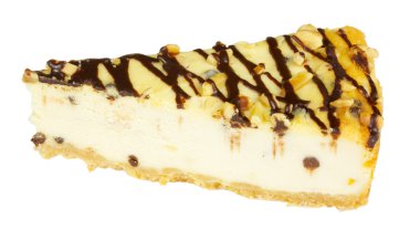 gurme dilim beyaz zemin üzerine cheesecake