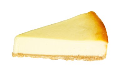 gurme dilim beyaz zemin üzerine cheesecake