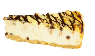 gurme dilim beyaz zemin üzerine cheesecake