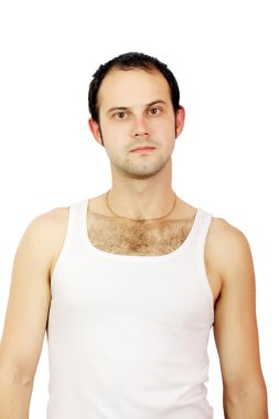 Twenty year old guy in a white shirt clipart