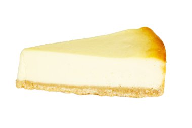 gurme dilim beyaz zemin üzerine cheesecake