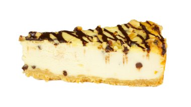 gurme dilim beyaz zemin üzerine cheesecake