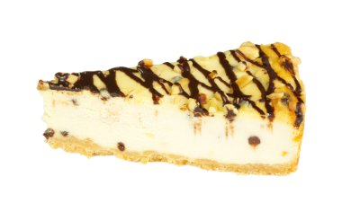 gurme dilim beyaz zemin üzerine cheesecake