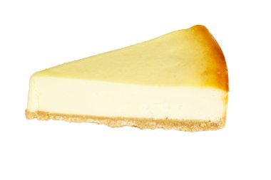 gurme dilim beyaz zemin üzerine cheesecake