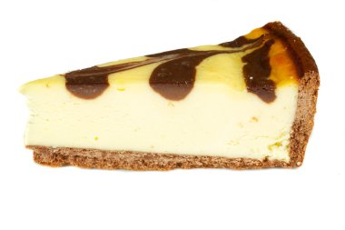 gurme dilim beyaz zemin üzerine cheesecake