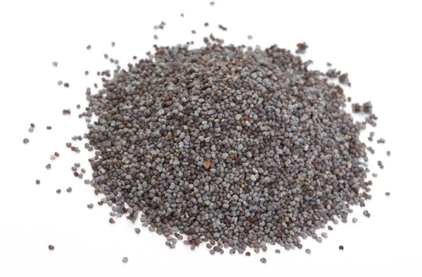Foto macro de sementes de papoila isoladas em branco — Fotografia de Stock