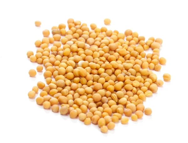 Semi di senape gialla isolati su fondo bianco — Foto Stock