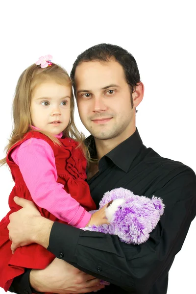 Porträt des glücklichen Vaters und seiner entzückenden kleinen Tochter — Stockfoto