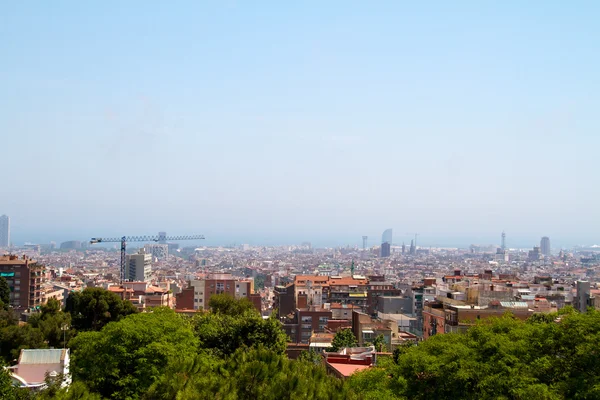 巴塞罗那和其天际线，西班牙的鸟瞰图 — 图库照片