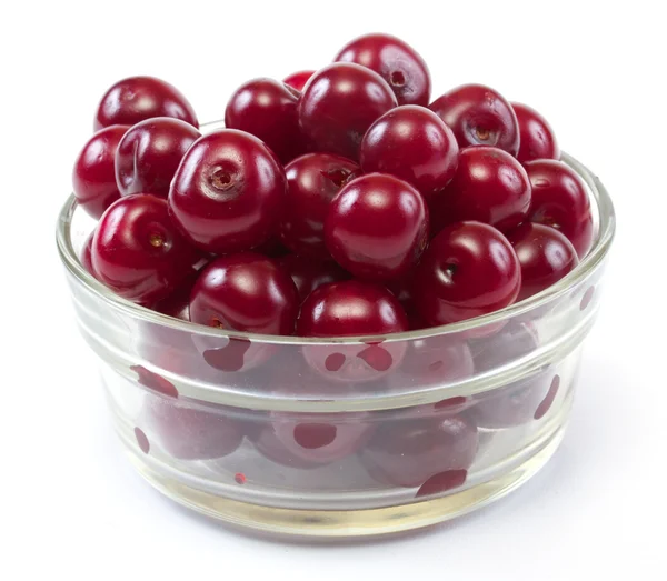 stock image Bowl with ripe cherries. Isolated on a white background.