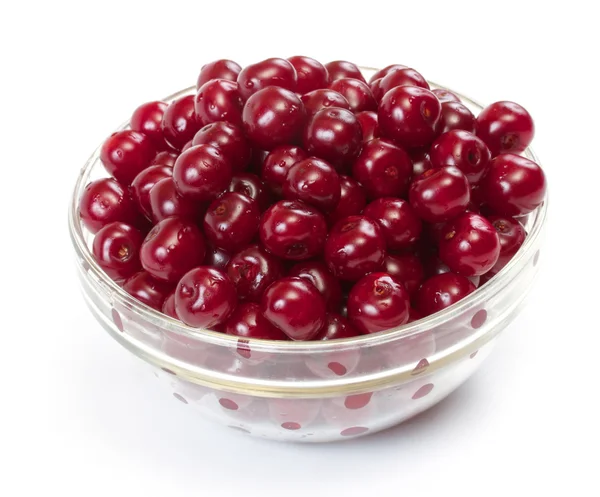 stock image Bowl with ripe cherries. Isolated on a white background.